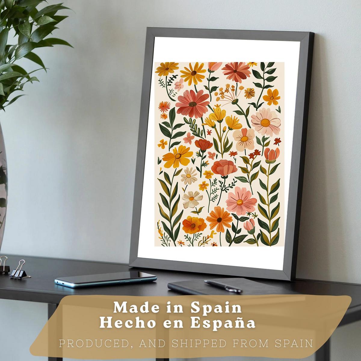 POSTER 3er-Set Wandbilder Wildblumen modern Wohnzimmer Deko, Schlafzimmer, Küche, Badezimmer Schwarzer Rahmen A3 - Schwarz, Papier (29.7/1/42cm) - Nacnic