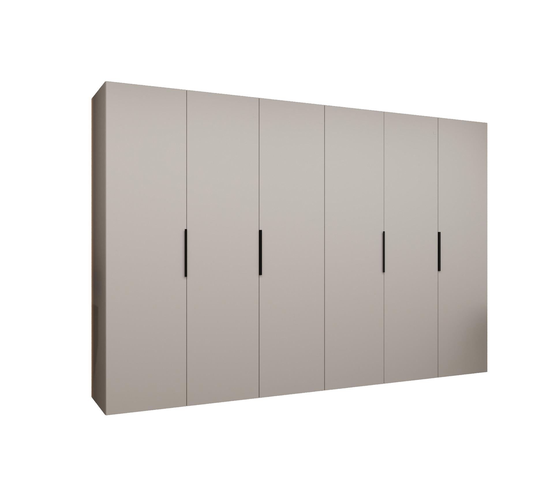 DREHTÜRENSCHRANK 202/300/52 6-türig - Kaschmir/Schwarz, Holz (300/202/52cm) - MÖBEL KRYSPOL