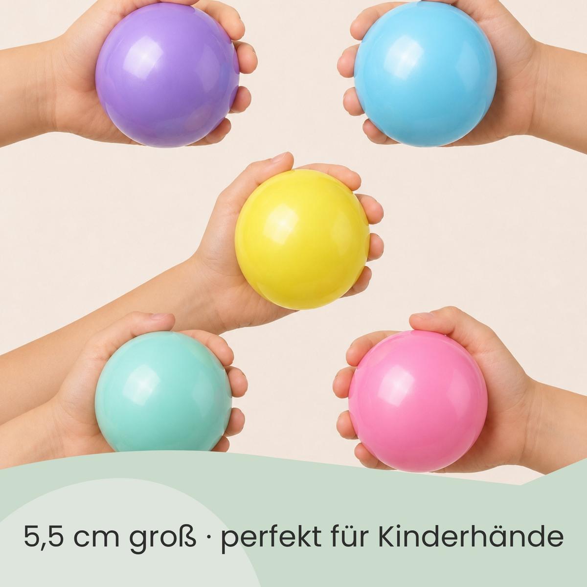 BÄLLEBAD-BÄLLE 100 Stück, Macaron, 5.5cm - Multicolor, Kunststoff (5.5/5.5/5.5cm) - Littletom