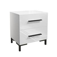 NACHTTISCH LINA LUX mit Griffen und Beinen, Hochglanzplatte – Beinfarbe: Schwarz - Schwarz/Weiß, Holzwerkstoff (45/50/38.5cm) - Lookway
