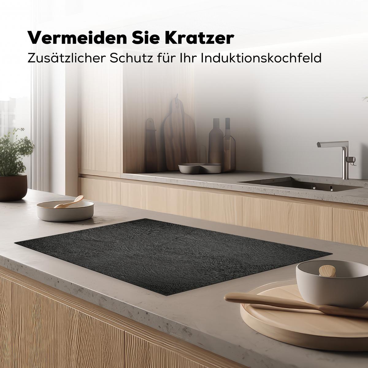 HERDABDECKPLATTE Beton - Schwarz - Industriell Ceranfeldabdeckung 80x52 cm - Anthrazit, Kunststoff (80/52/0.2cm) - MuchoWow