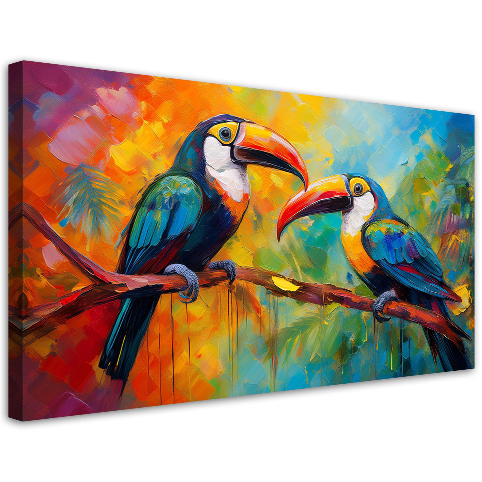LEINWANDBILD Tukan Bunte tropische Vögel 120x60cm - Multicolor, Textil (120/60cm) - Feeby
