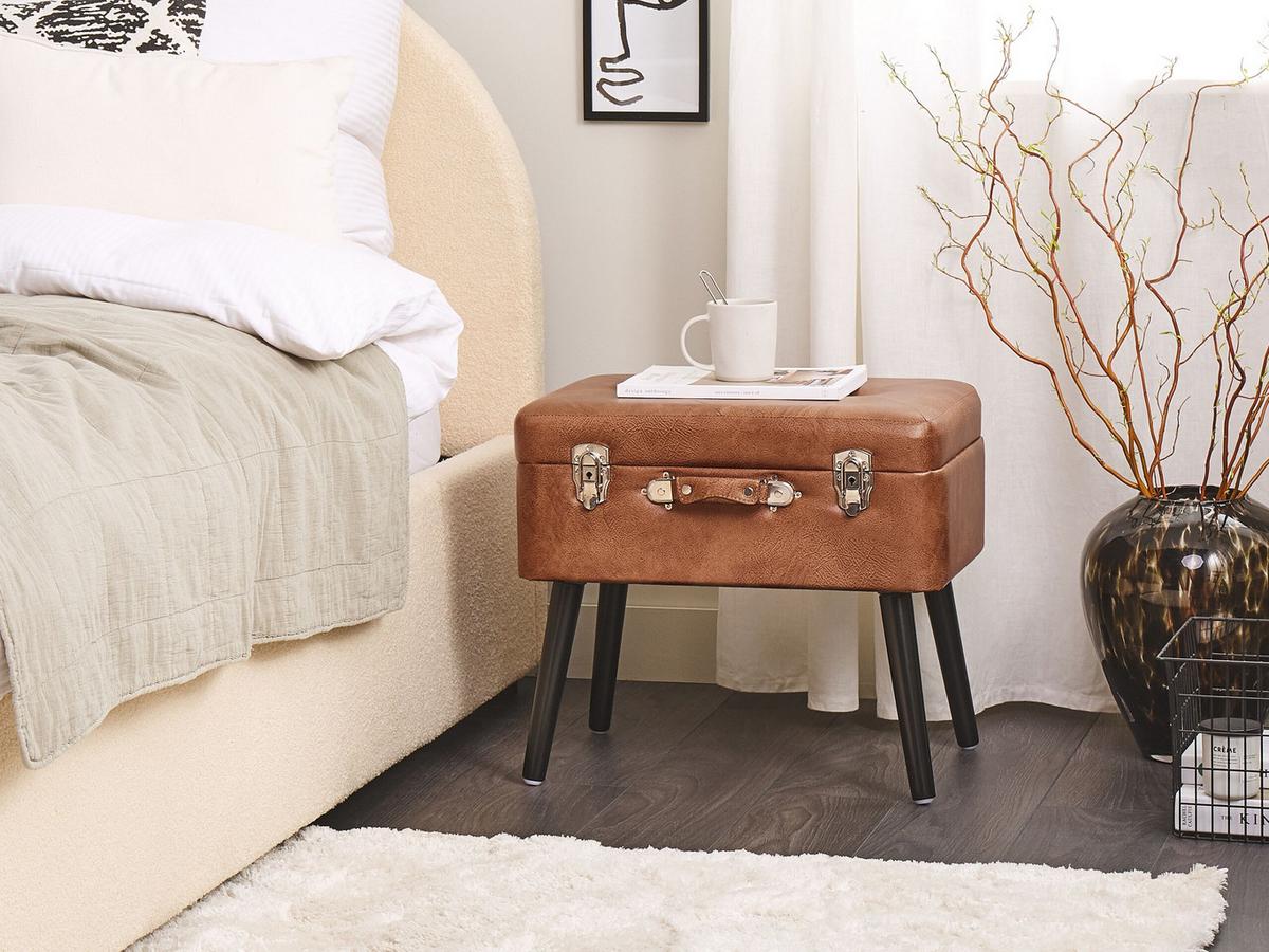 HOCKER Mallard 36/52/46 cm - Braun, Kunststoff/Textil (52/46/36cm) - Beliani