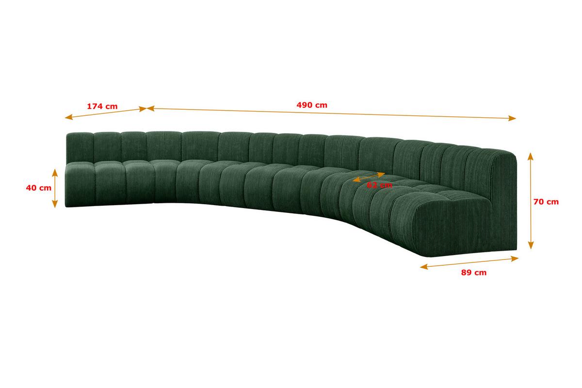 WOHNLANDSCHAFT modulares Sofa Montra-U1 - 490x174x70 cm Grün - Grün, Holzwerkstoff/Textil (490/70/174cm) - ALTDECOR