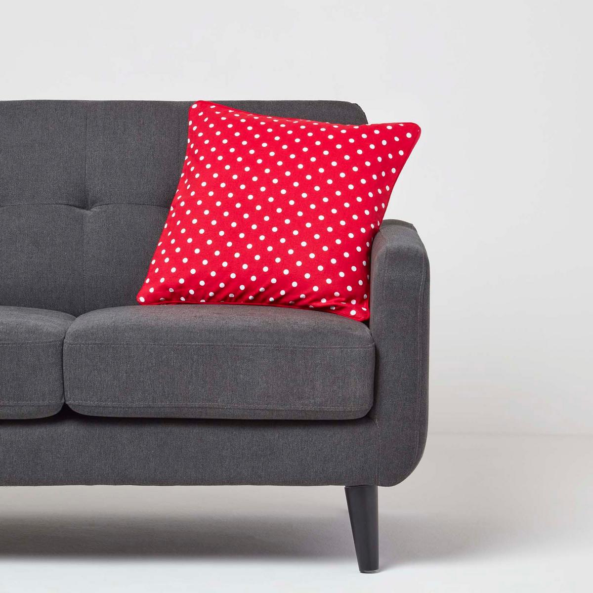 KISSENHÜLLE Polka Dots 45/45 cm, 100% Baumwolle - Rot, Textil (45/45cm) - Homescapes