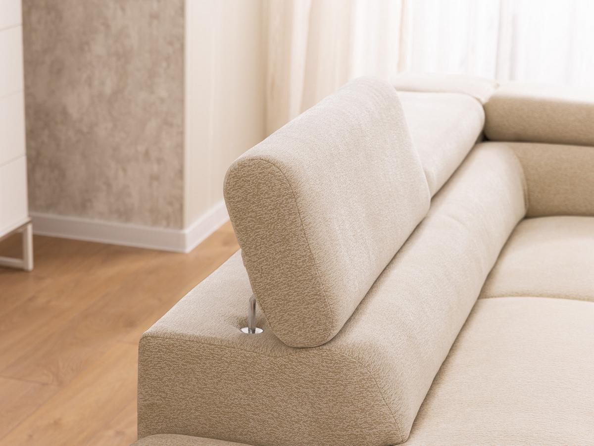 ECKSOFA mit Schlaffunktion und Bettkasten Bonnie aus Taupe Chenille-Stoff mit verstellbaren Kopfstützen und Armlehne - Ottomane links - Taupe/Schwarz, Holz/Textil (275/210cm) - S-Style