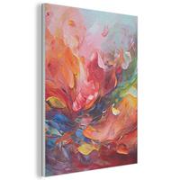 AKUSTIKBILD Ölgemälde - Kunst - Abstrakt - Farbenfroh Kunstdruck Schlafzimmer 50x70 cm - Altrosa, Kunststoff (50/70/0.9cm) - MuchoWow