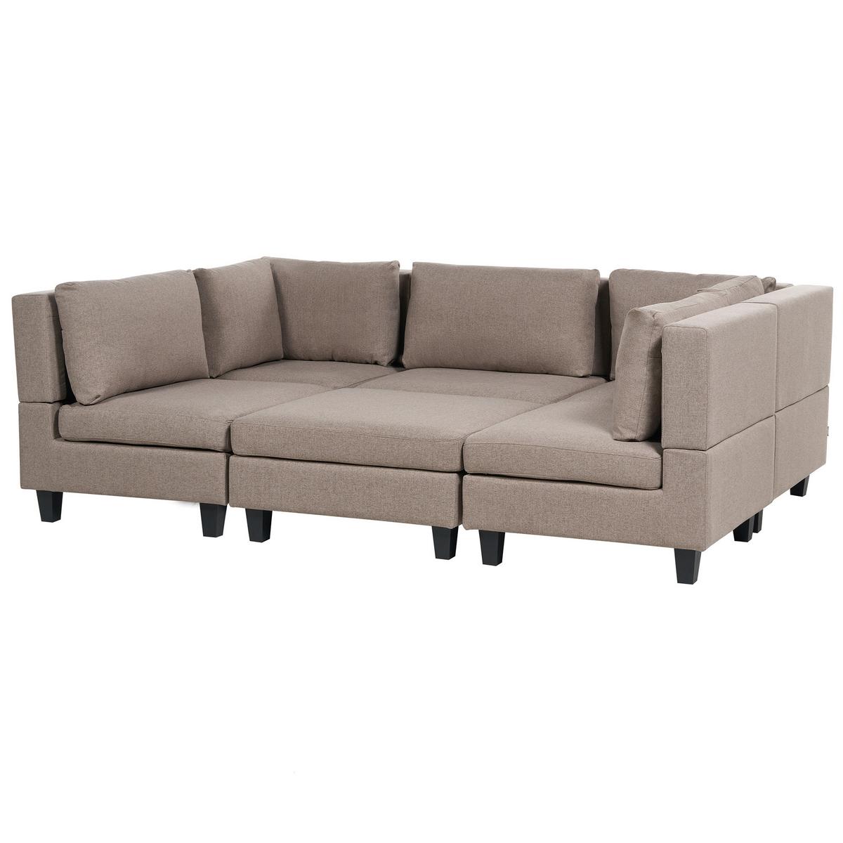 5-SITZER-MODULSOFA U-förmiges Braun Stoff mit Ottomane Unstad - Braun, Textil (228/72/76cm) - Beliani