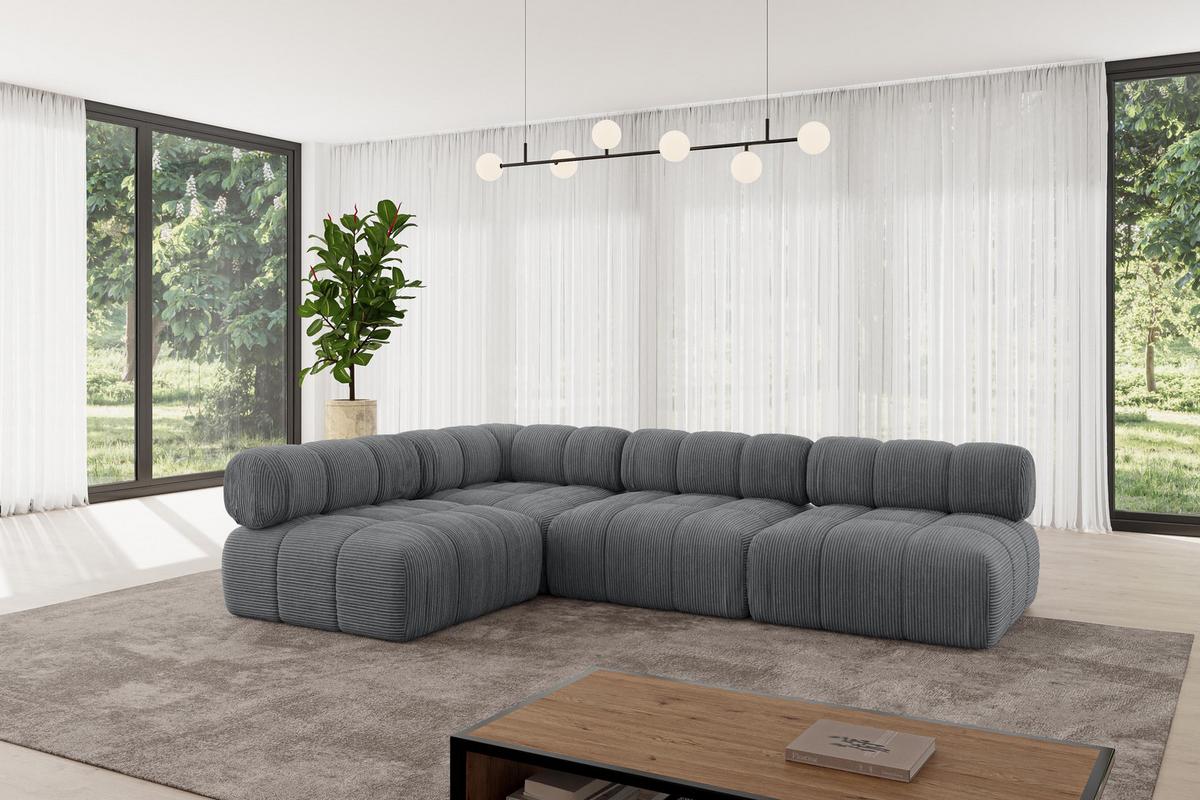 ECKSOFA modulares Sofa Samaro-L2 - 285x190x70 cm Dunkelgrau Cord - Dunkelgrau, Holzwerkstoff/Textil (285/190cm) - ALTDECOR