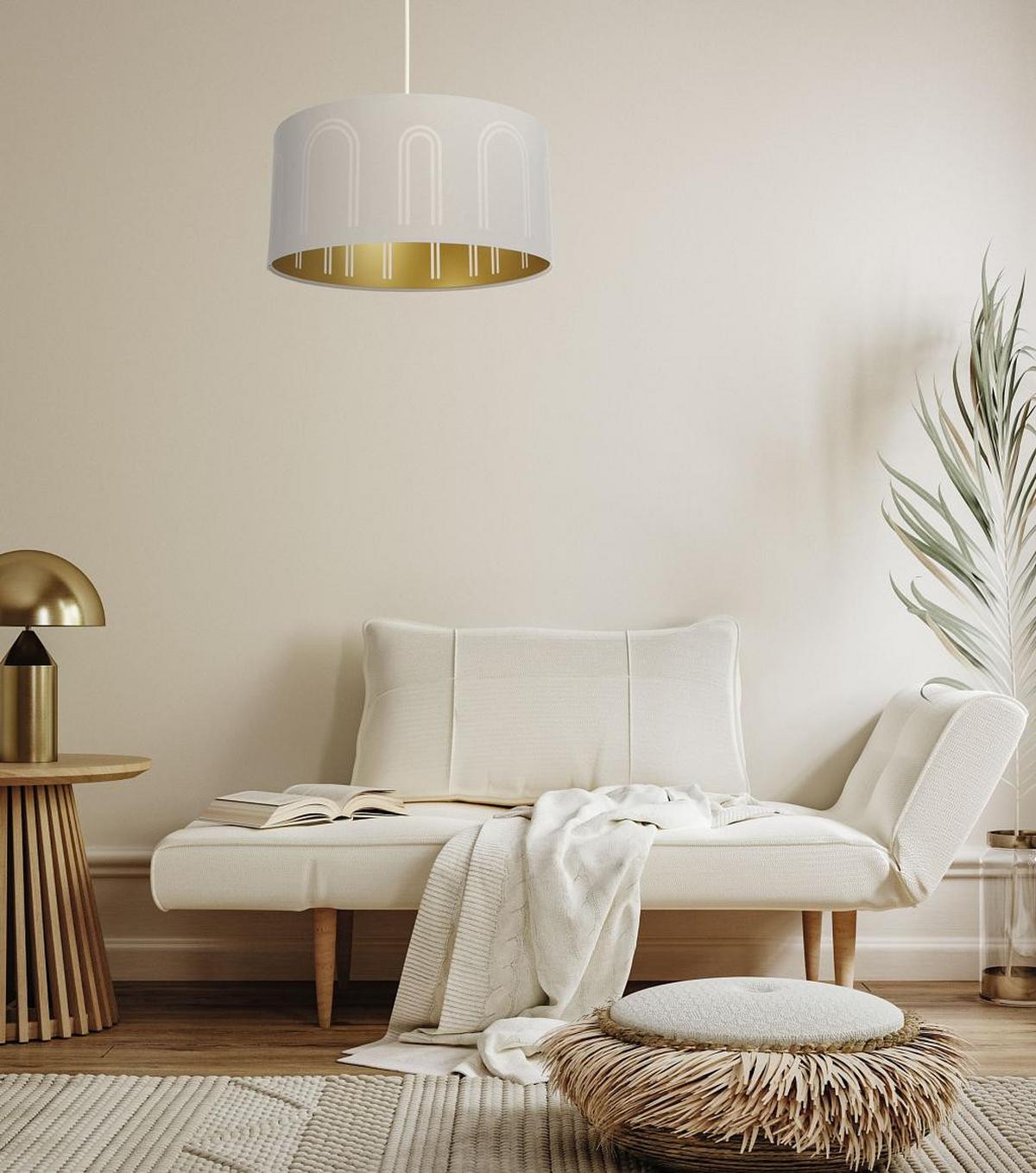 HÄNGELEUCHTE Gold 50/95 cm - Beige/Goldfarben, Kunststoff (25/0.6/95cm) - ONZENO