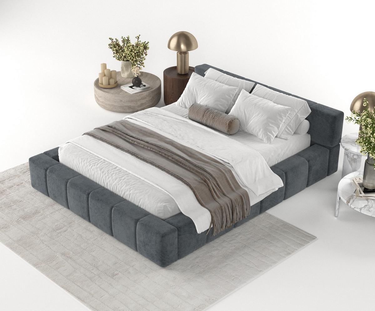 POLSTERBETT Milos mit Stauraum 160/200 cm Anthrazit im Terra NW Stoff - Anthrazit/Schwarz, Holz/Holzwerkstoff (160/200cm) - AltaBeds