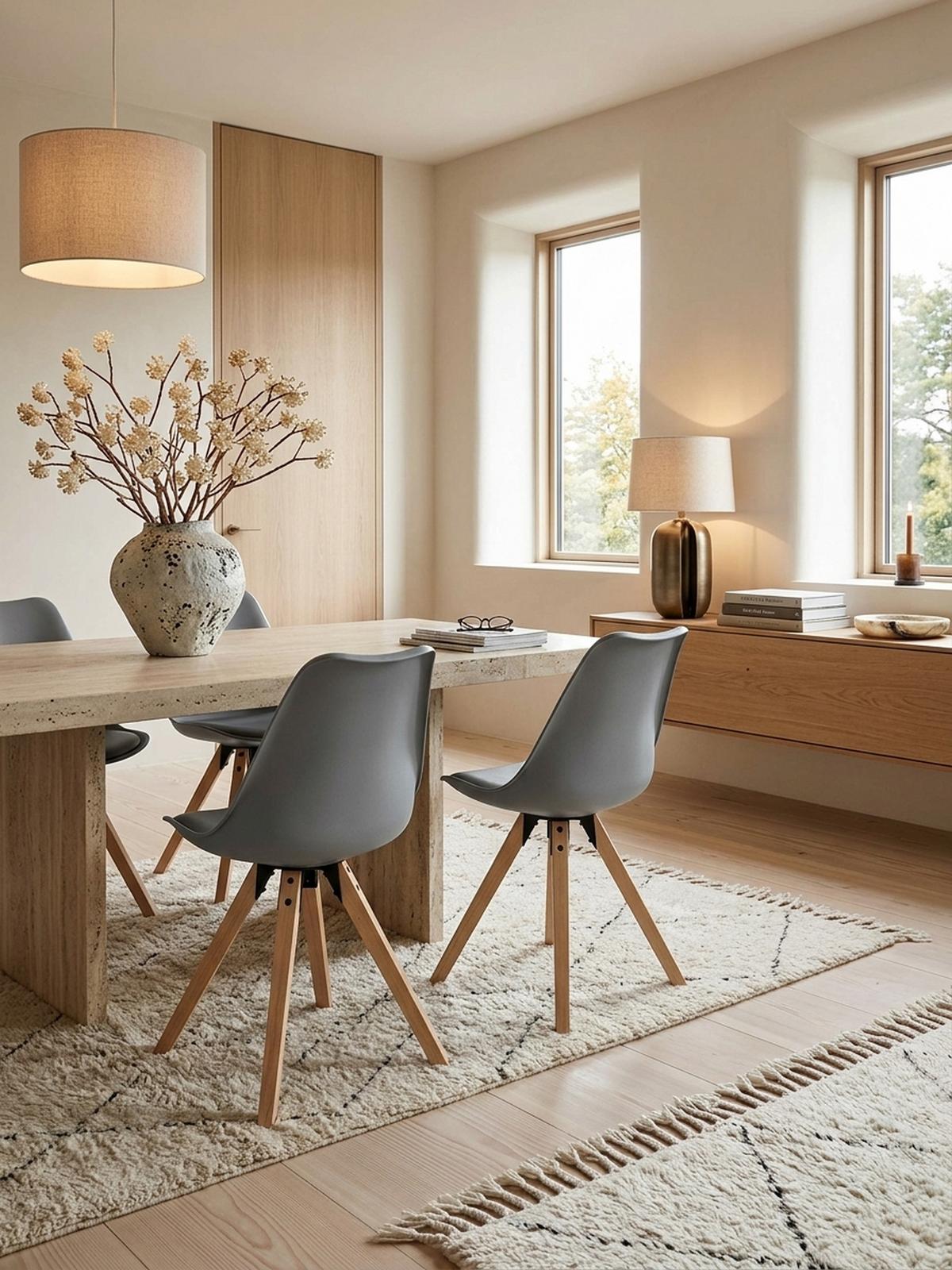 ESSZIMMERSTUHL 2er Set Kunstlederbezug mit Holzgestell Skandinavisch gepolstert, Grau 49x52x87 cm - Beige/Grau, Holz/Kunststoff (49/87/52cm) - KADIMA DESIGN