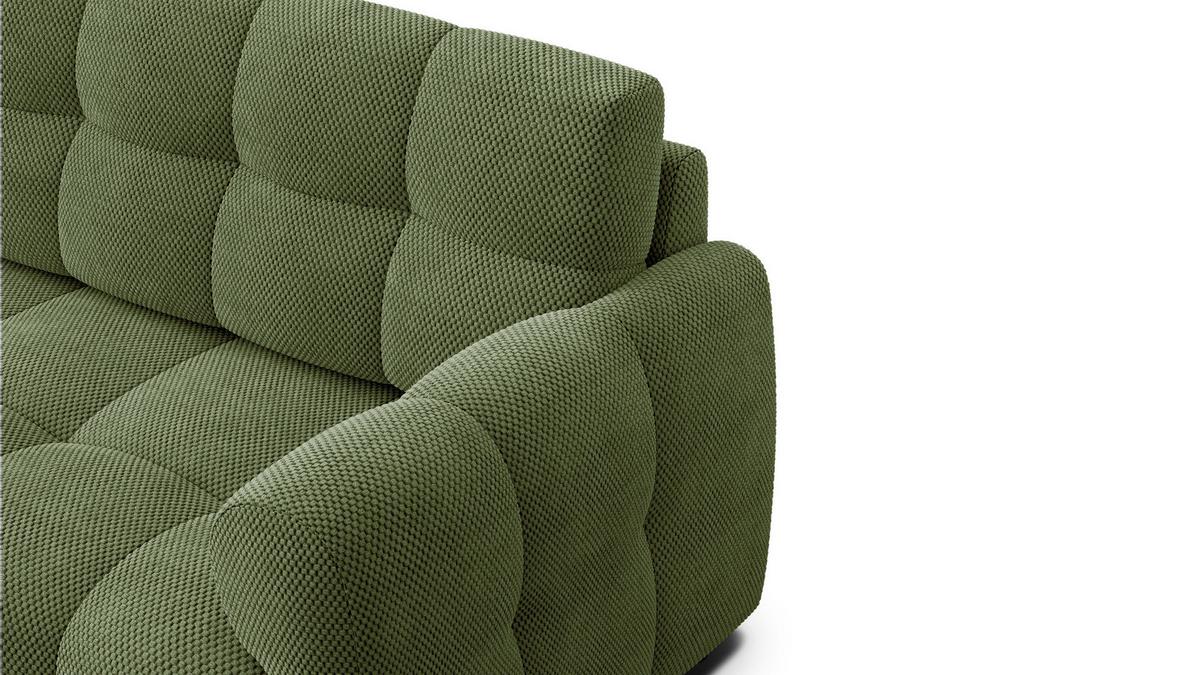 ECKSOFA MELLOW 3-Sitzer, olive - Schwarz/Grün, Holz/Textil (232/156cm) - Wozimo