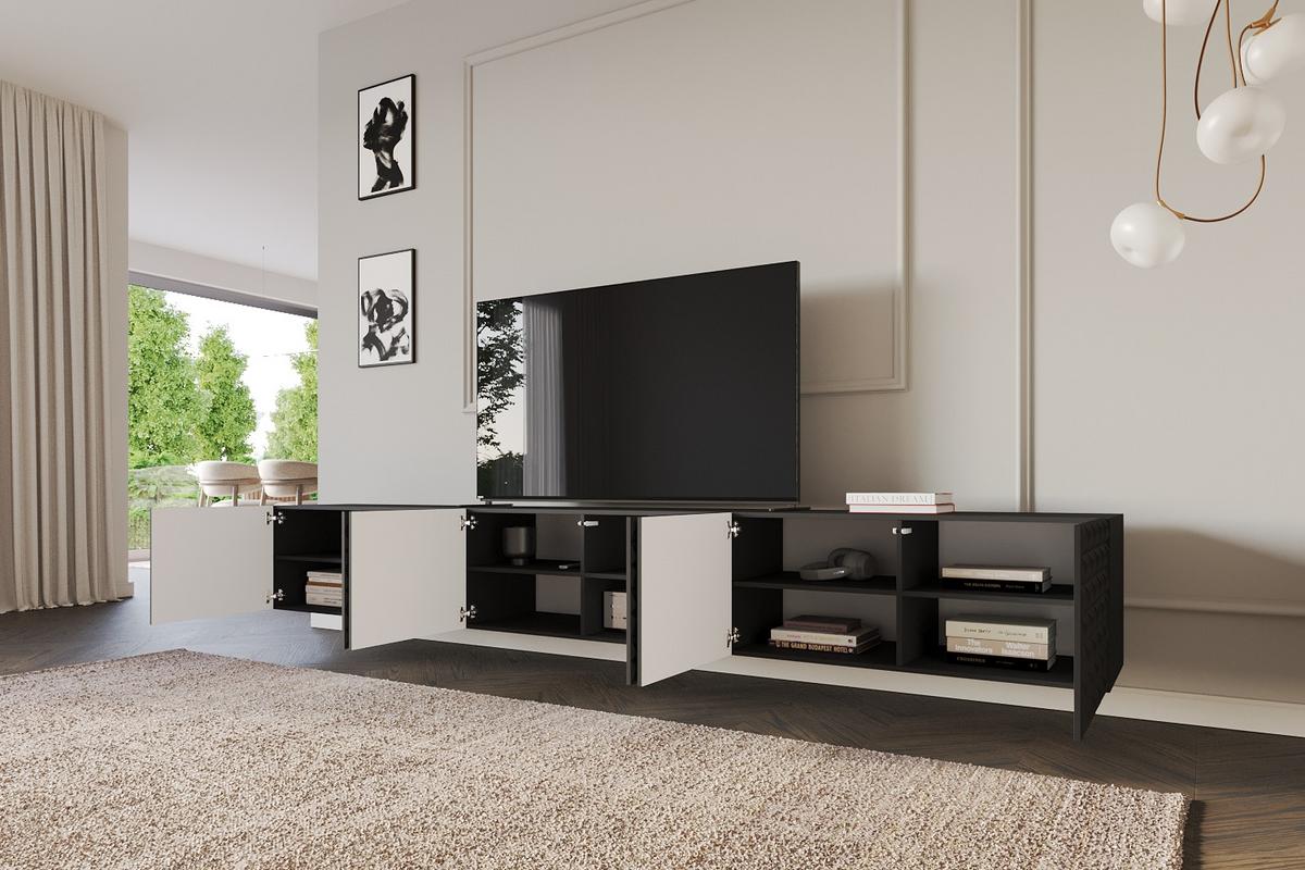 LOWBOARD VIRA-W 3x100x40x40 cm - Schwarz - Schwarz, Holzwerkstoff (300/40/40cm) - ALTDECOR