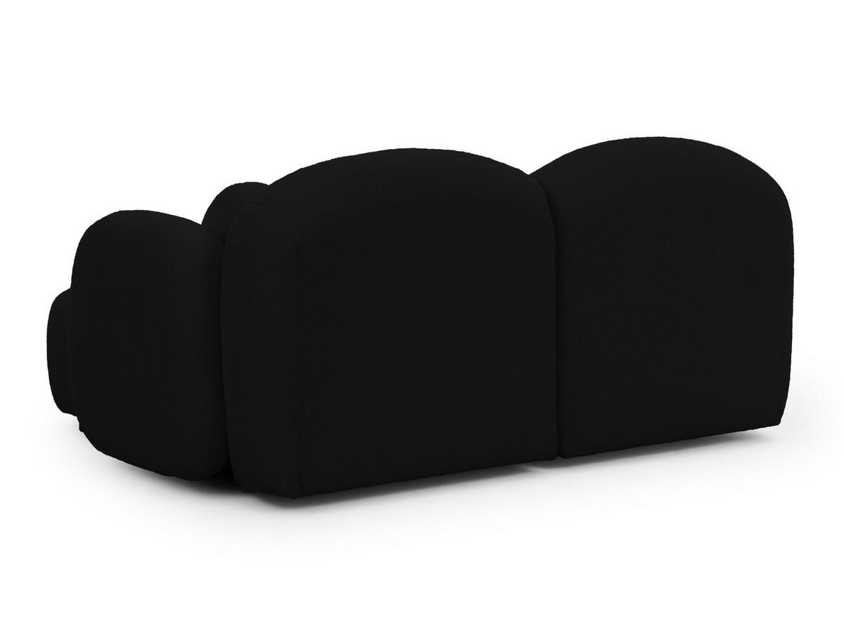 ECKSOFA Nuvola mit abgerundetem Design Schwarz Bouclé-Stoff - Ottomane Rechts - Schwarz, Holz/Kunststoff (190/146cm) - S-Style Möbel