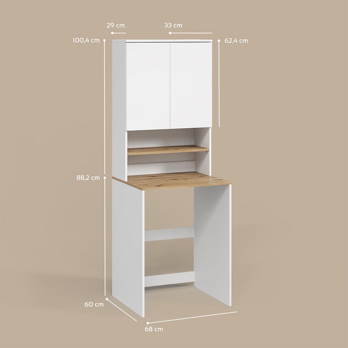 WASCHMASCHINENSCHRANK Paolina Weiß/Artisan 68 x 88.2 cm 2 Teile mit Regal - Weiß/Eiche Artisan, Holzwerkstoff (68/88.2/60cm) - Livinity®