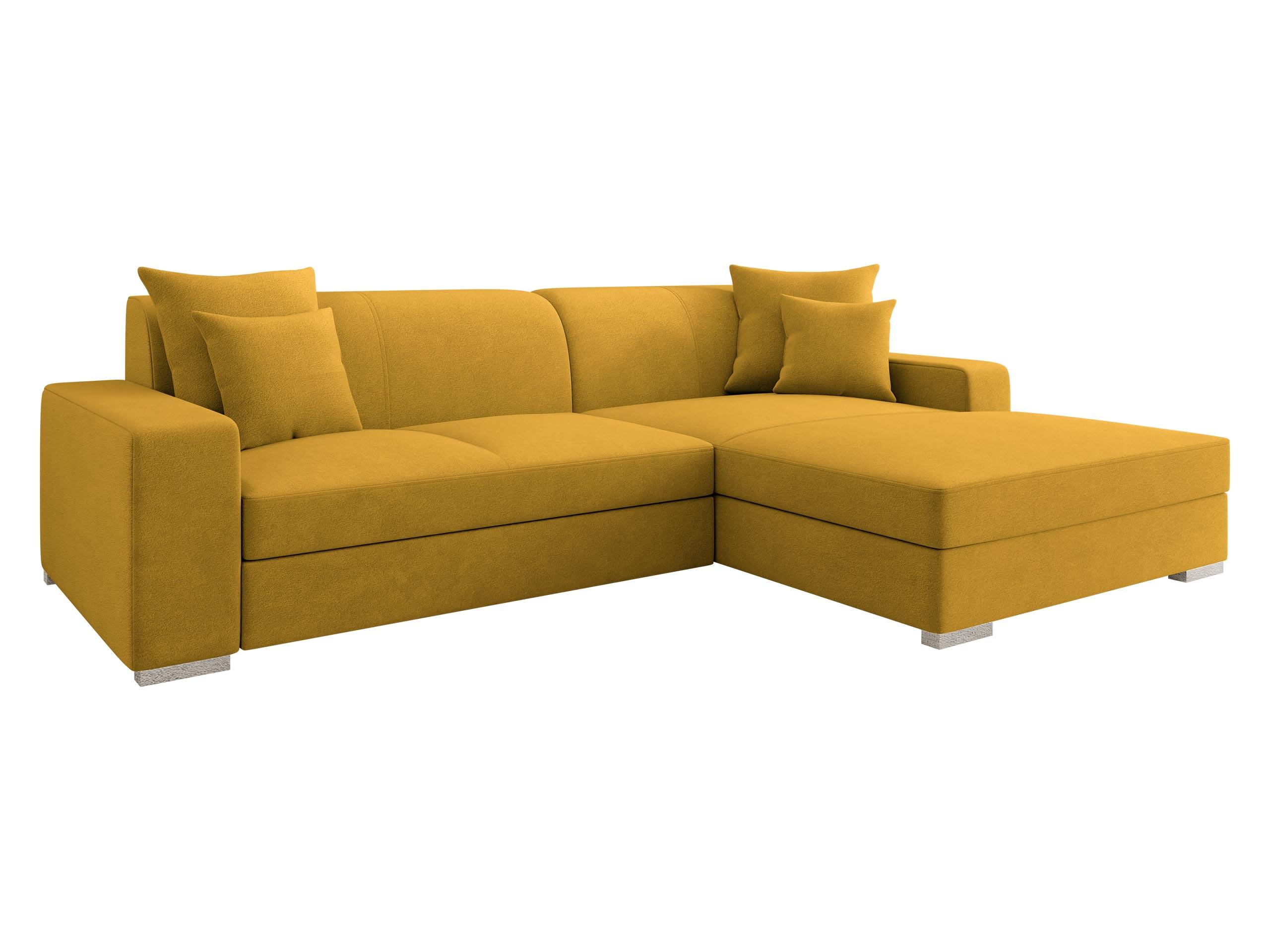 ECKSOFA Mexico, Seite: Rechts - Currygelb/Chromfarben, Holz/Kunststoff (263/178cm) - MIRJAN24