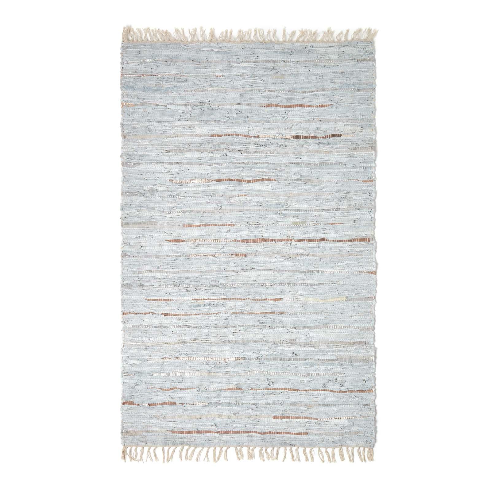 LEDERTEPPICH Glitter geflochten 90/150 cm - Grau, Leder (90/150cm) - Homescapes