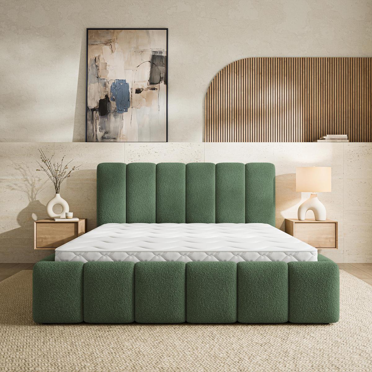 POLSTERBETT RANIS 120x200 cm mit Bettkästen - Grün - Grün, Holz/Textil (120/200cm) - MASSENO