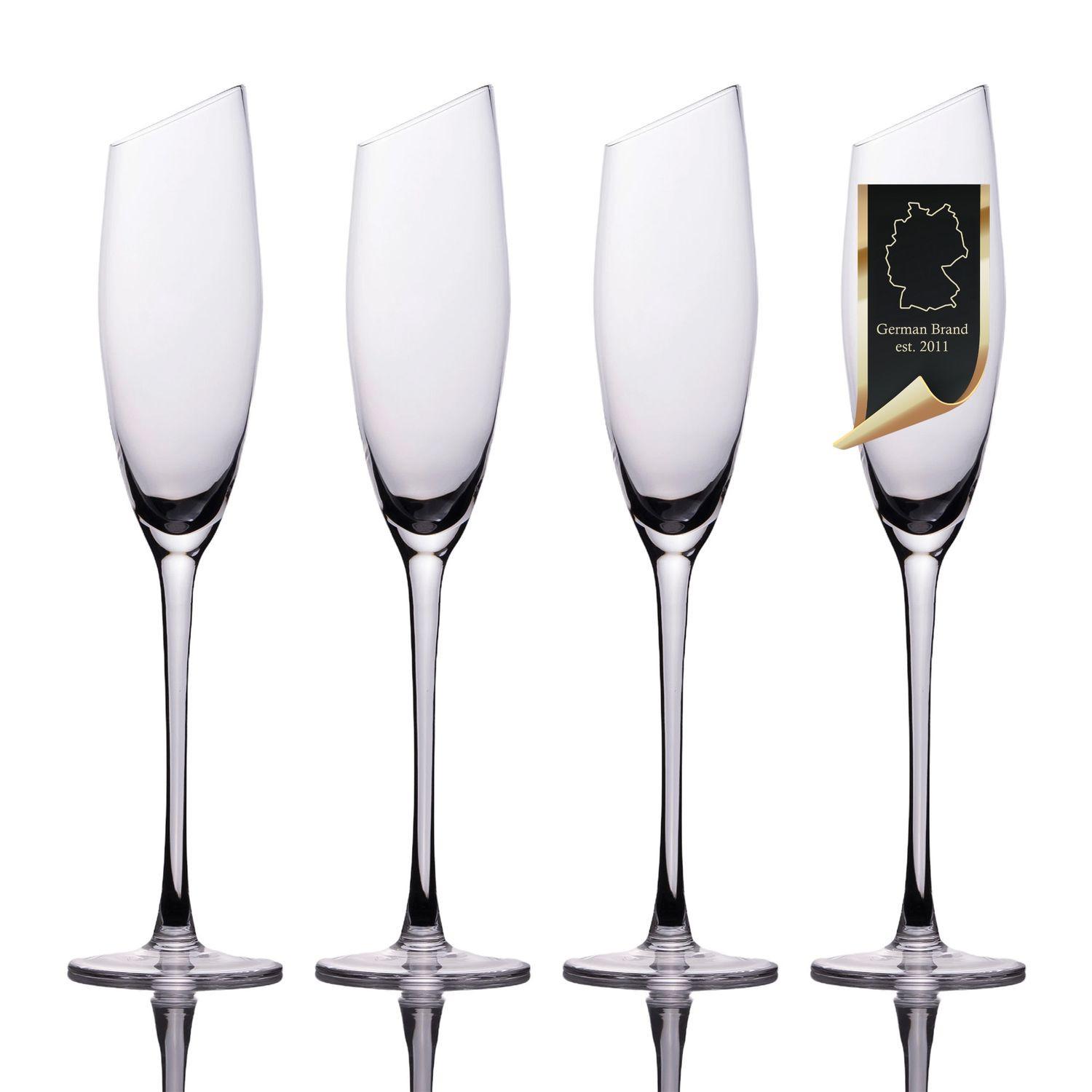 CHAMPAGNER/SEKT Glas mit moderner Kante 150 ml (4er-Set) - Transparent, Glas (0.15L) - Intirilife