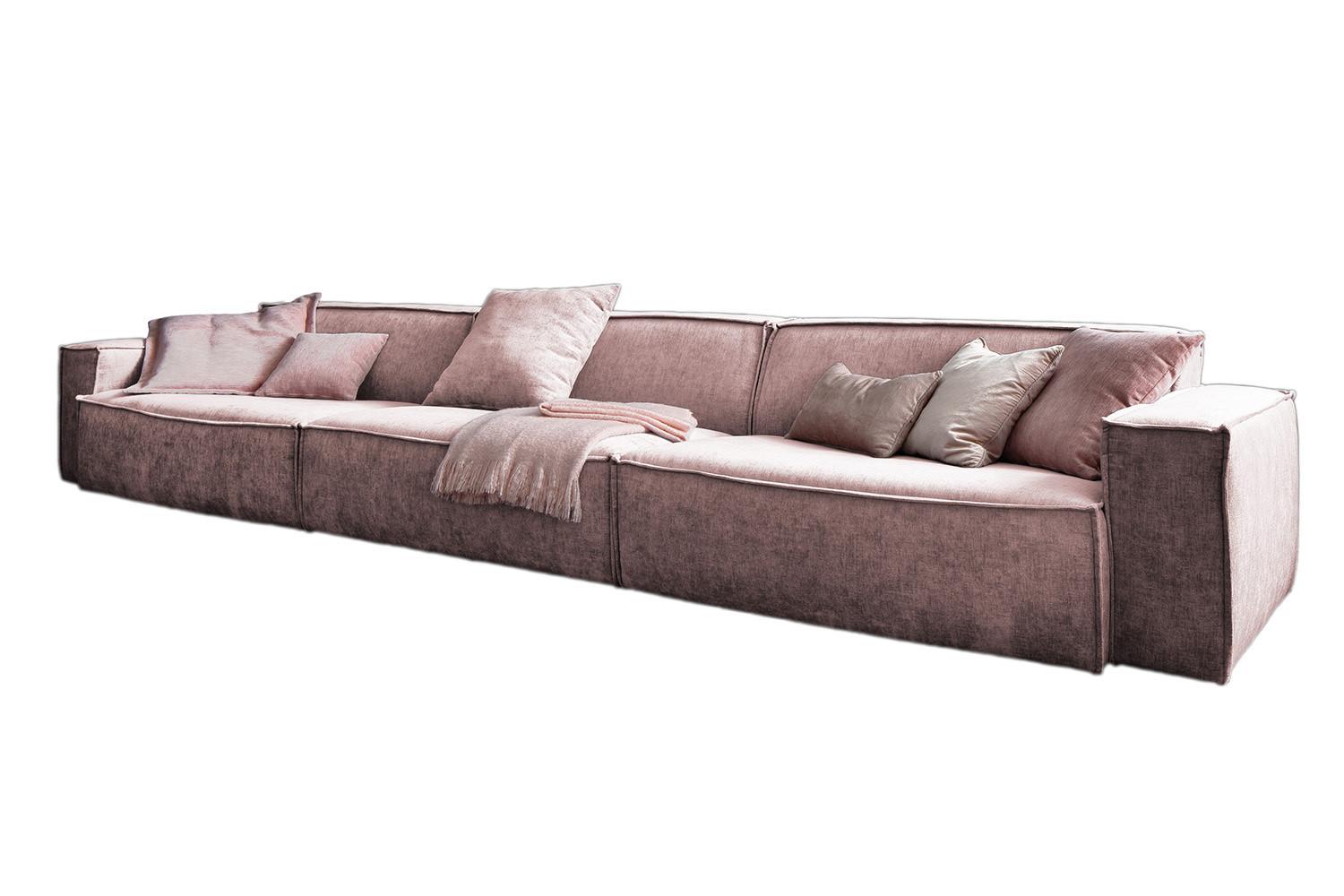 RIESENSOFA SAMU Pink Webstoff - Schwarz/Rosa, Textil (418/72/106cm) - KAWOLA