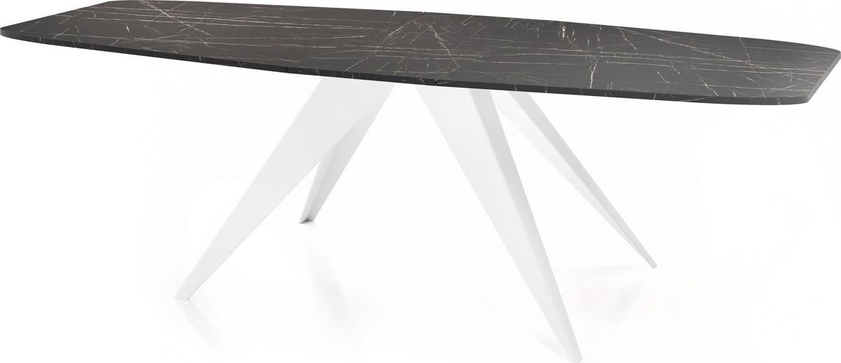 ESSTISCH Fatina rechteckig ausziehbar, Marmor Schwarz 160-198/90/76 cm - Anthrazit/Weiß, Holzwerkstoff/Metall (80/200/76cm) - WFL GROUP