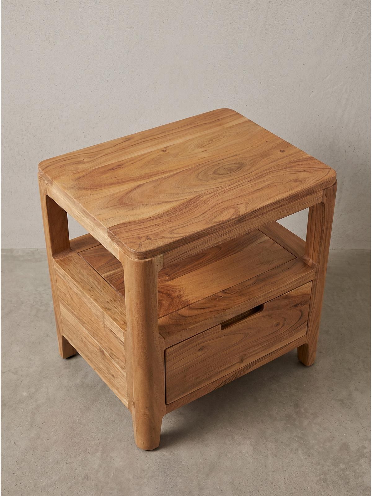 NACHTKONSOLE NALON, Akazie Massivholz, 45 x 35 x 46 cm - Braun/Akaziefarben, Akazienholz/Holz (45/46/35cm) - KADIMA DESIGN