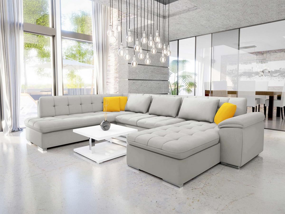 WOHNLANDSCHAFT Niko Bis Premium, Seite: Rechts - Hellgrau, Holz/Textil (348/76/205cm) - MIRJAN24