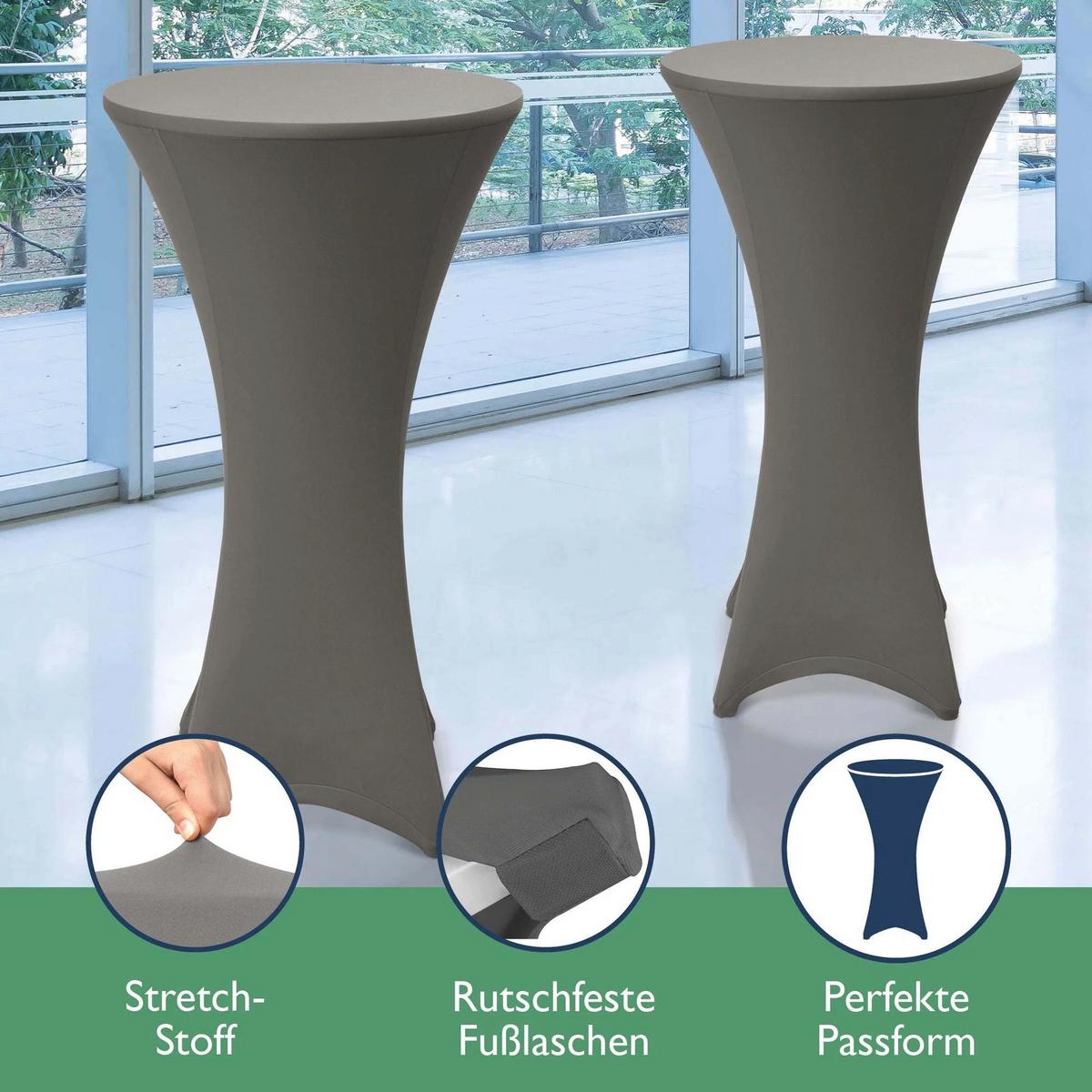 STEHTISCH Sylt Ø 70cm Grau mit Stella Stehtischhusse Ø 70cm Anthrazit - Anthrazit/Dunkelrot, Kunststoff/Textil (70/70/110cm) - Beautissu 