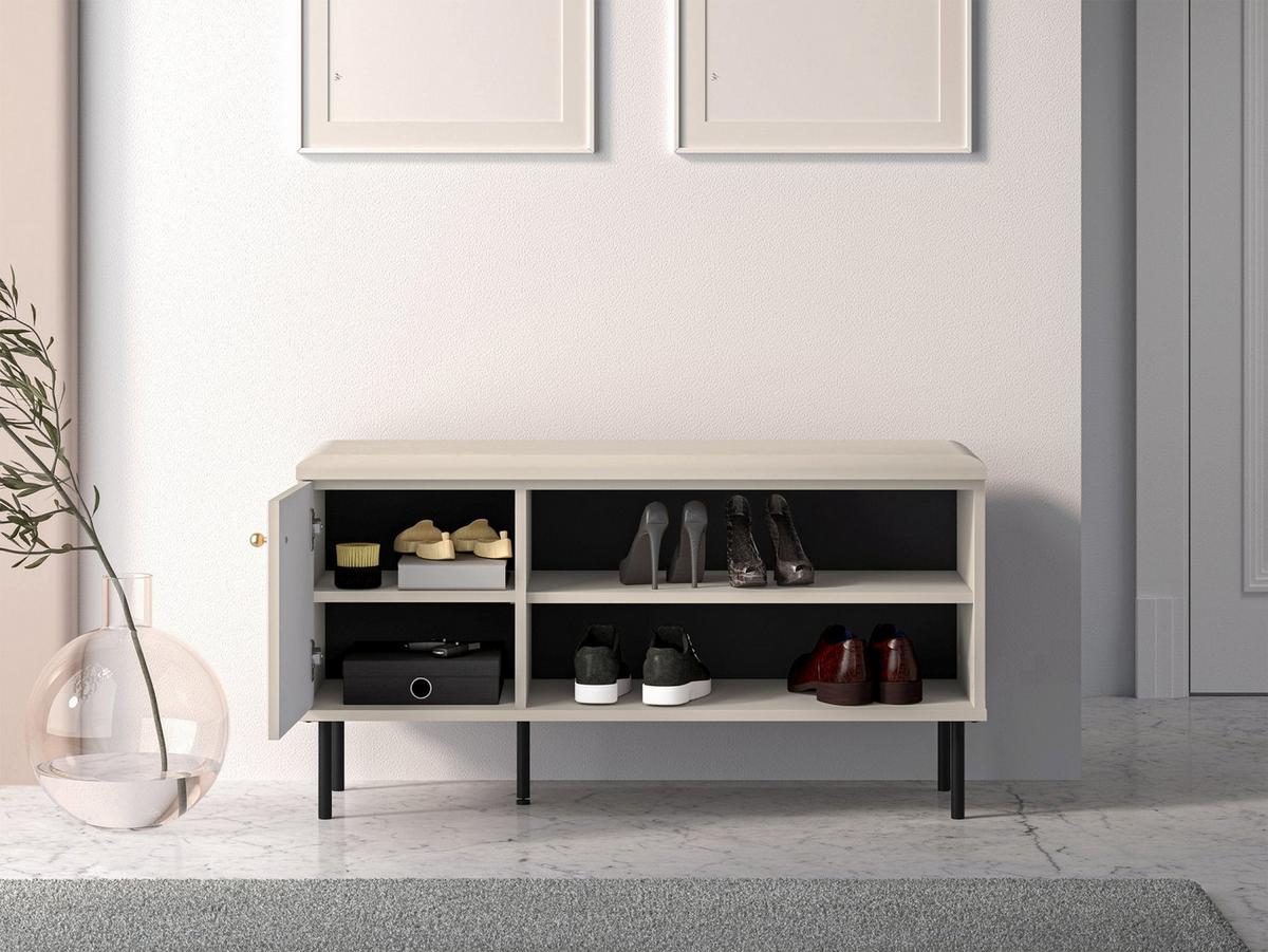 SCHUHSCHRANK Caletto Beige 102 cm - Beige/Goldfarben, Holzwerkstoff/Metall (102/55/34cm) - Selsey