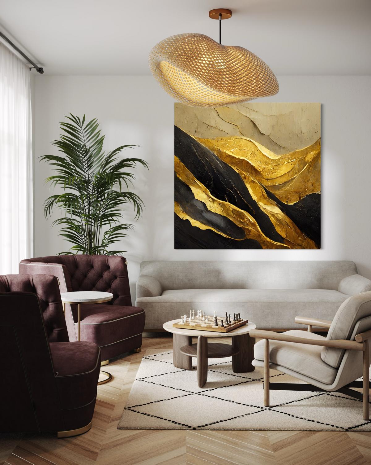 WANDBILD gold glamour abstrakt - Goldfarben, Textil (30/30cm) - Feeby