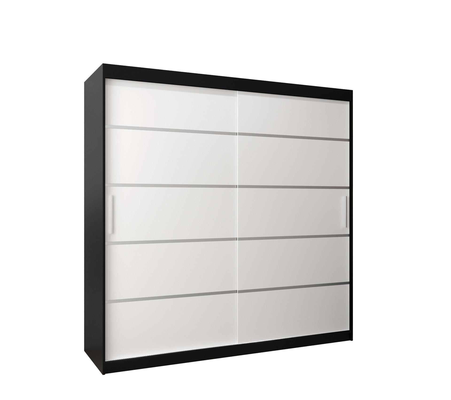 SCHWEBETÜRENSCHRANK 200/200/62 2-türig - Silberfarben/Schwarz, Holz/Kunststoff (200/200/62cm) - MÖBEL KRYSPOL