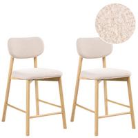 BARSTUHL 2er-Set Bouclé Hellbraun/Beige Mills - Hellbraun, Textil (51/96/61cm) - Beliani
