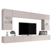 WOHNWAND Calabrini I mit weißer LED Beleuchtung - Kaschmir, Holzwerkstoff (300/117/43cm) - MIRJAN24