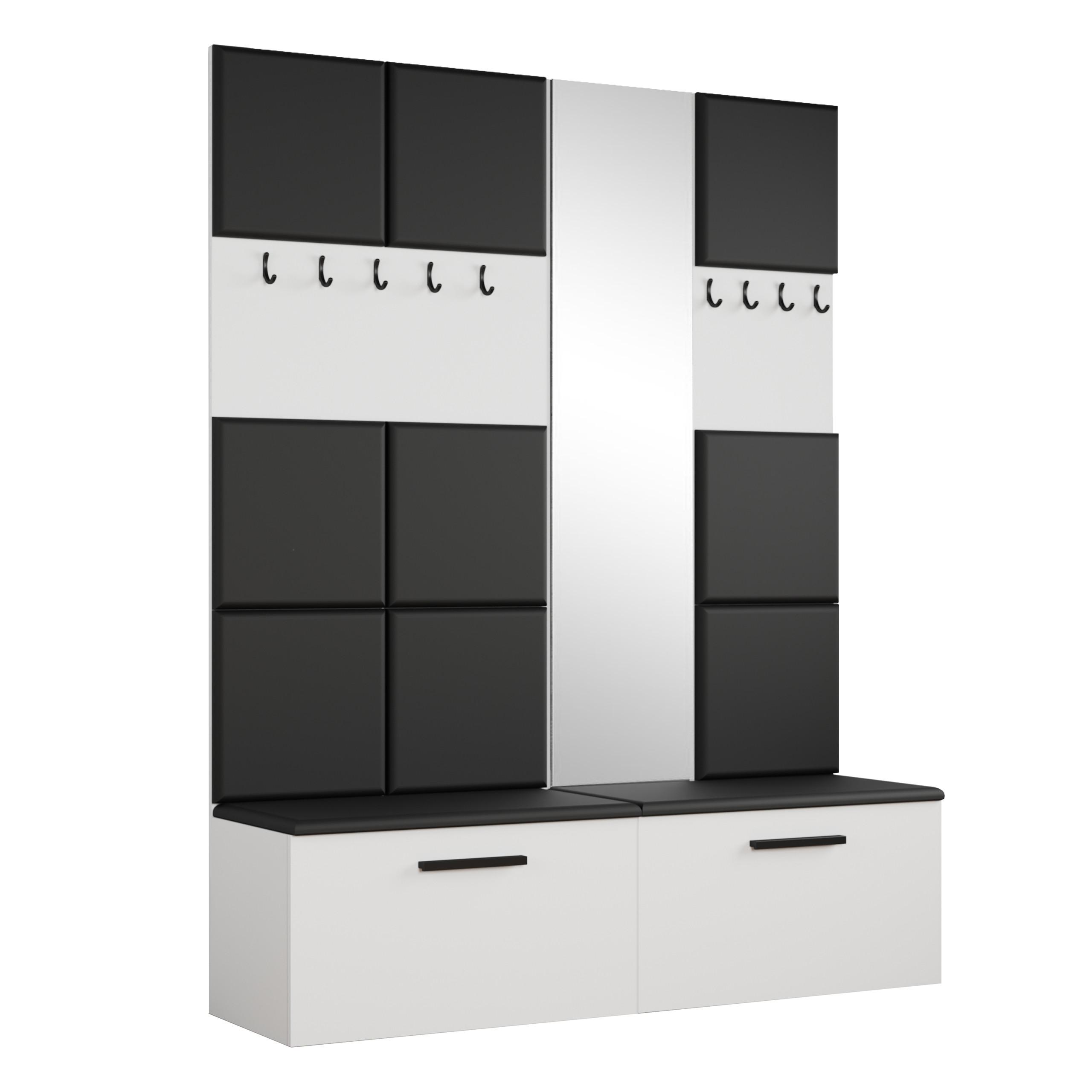 GARDEROBENSCHRANK MODULO 161,2/204/40 cm Modern Garderobe-Set Weiß - Schwarz/Weiß, Holzwerkstoff (161.2/204/40cm) - MASSENO