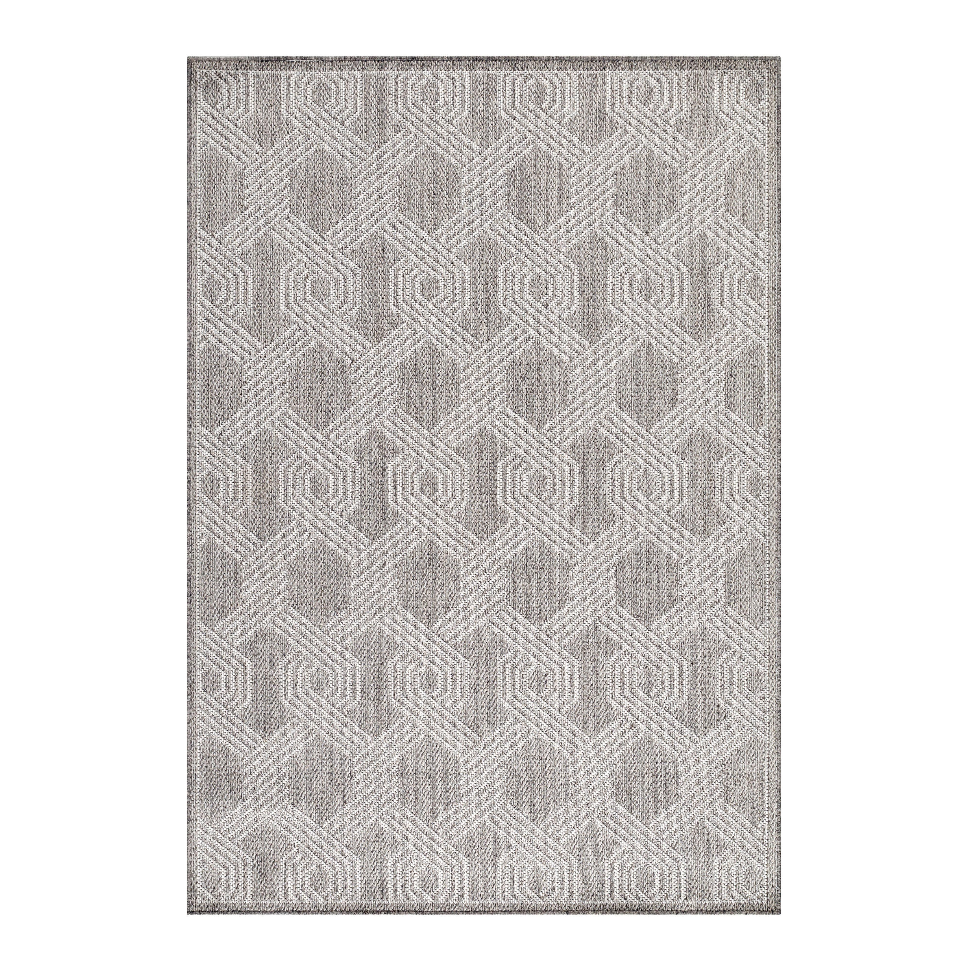 TEPPICH Outdoor LIRIA in Grau, geometrisch, 60 x 100 cm - Grau, Textil (60/100cm) - KADIMA DESIGN