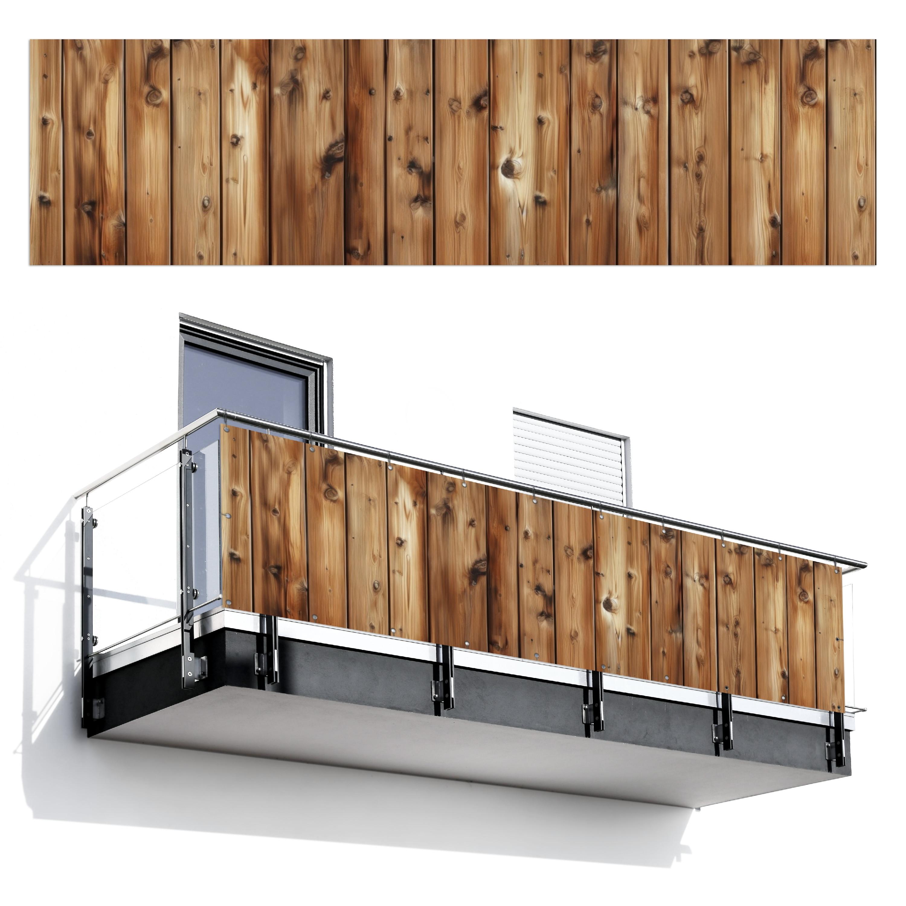 BALKON-SICHTSCHUTZ Holz - Regale - Braun Witterungsbeständig 300x75 cm - Buchefarben, Kunststoff (300/75cm) - MuchoWow
