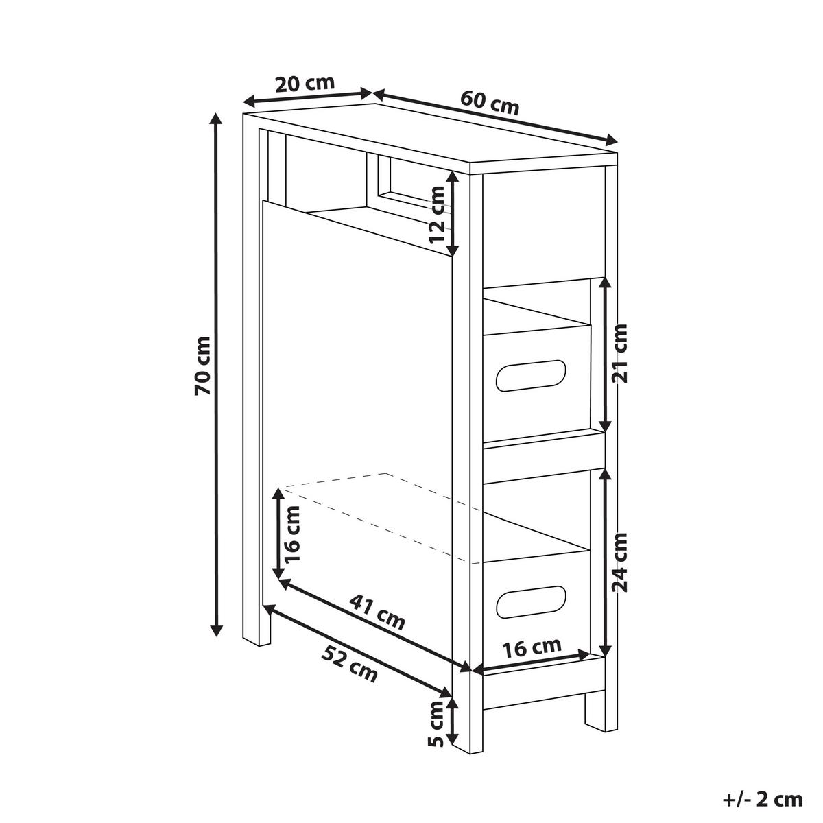 BADEZIMMERSCHRANK 20 cm Weiß Cachi - Dunkelgrau/Weiß, Holzwerkstoff (20/70/60cm) - Beliani