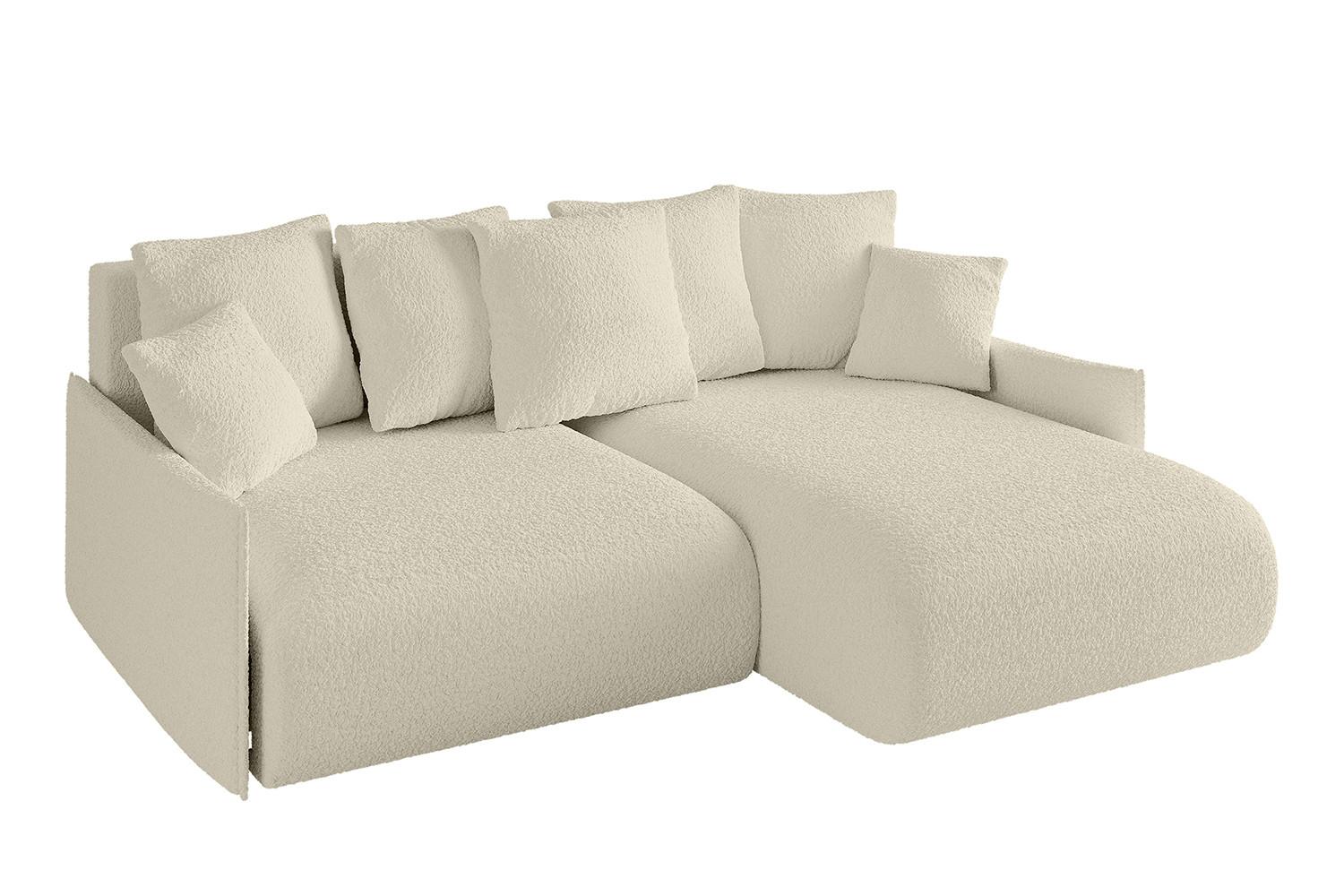 ECKSOFA Ottomane rechts ONESK-L -v1 216x177x72 Beige Bouclé - Hellbraun/Creme, Holzwerkstoff/Kunststoff (177/216cm) - ALTDECOR