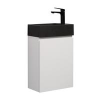 GÄSTE-WC-MÖBELSET Angela 2 Teile Weiß Matt - Schwarze Waschbecken - 40 x 22 x 64 cm - Weiß, Holz (40/52/22cm) - Badplaats