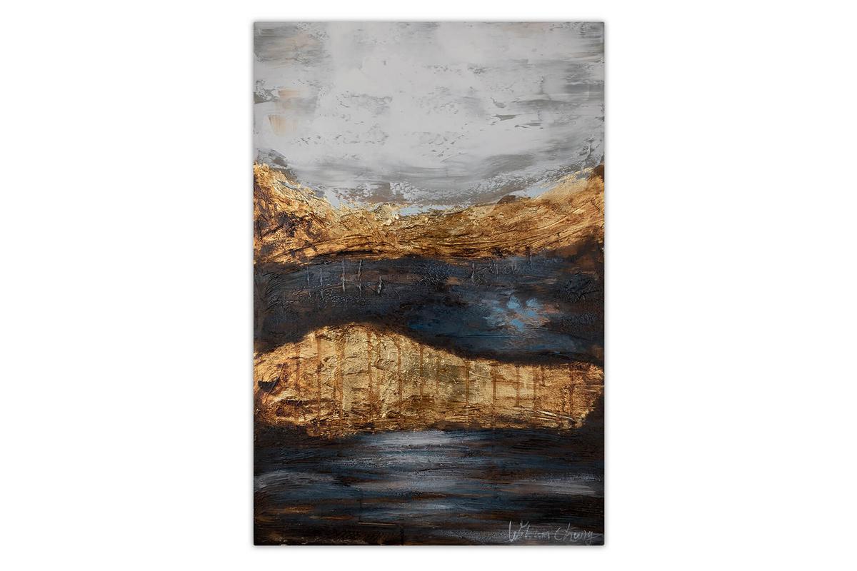 ACRYLBILD HANDGEMALT 60/90 cm - Blau/Grau, Holz/Textil (60/90cm) - KUNSTLOFT