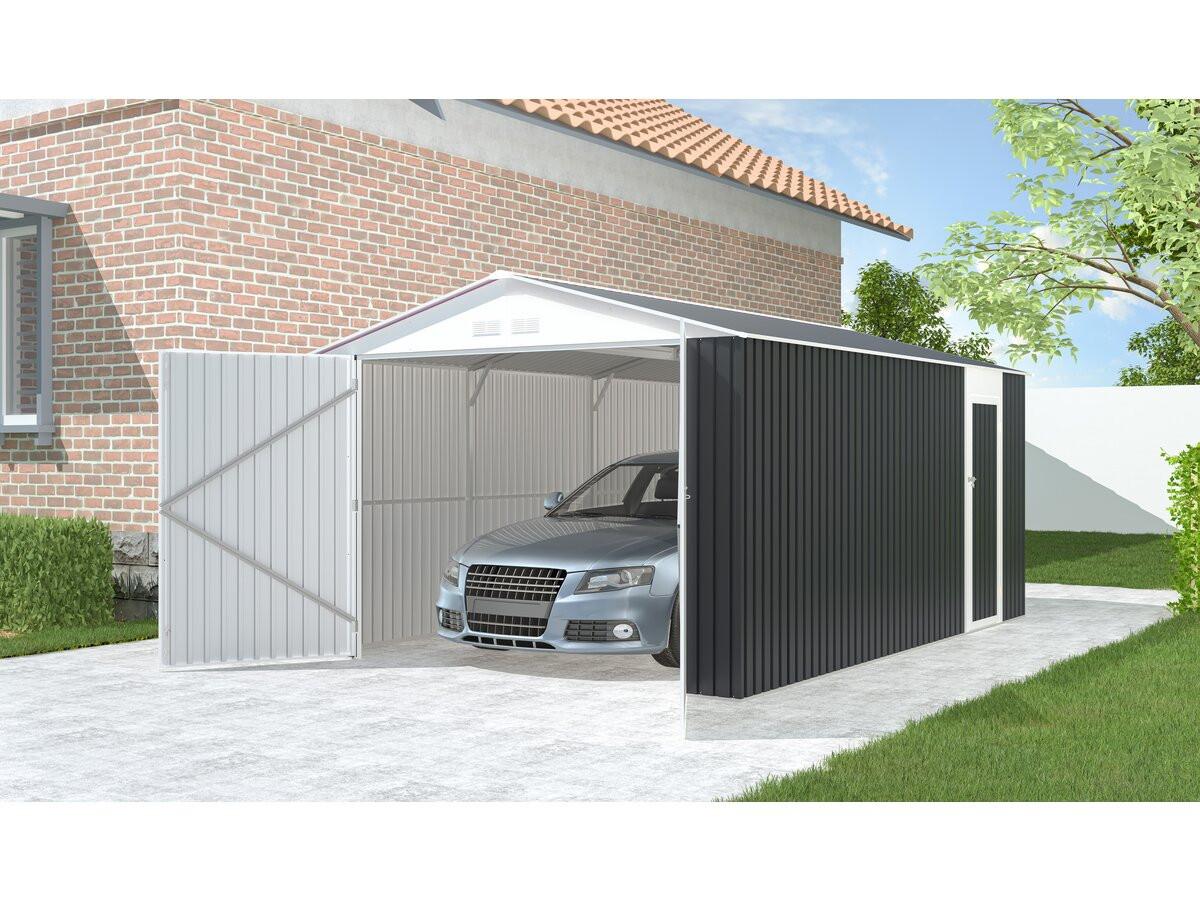METALL-GARAGE PVC houston - Grau, Metall (470/310/470cm) - Habitat Garten
