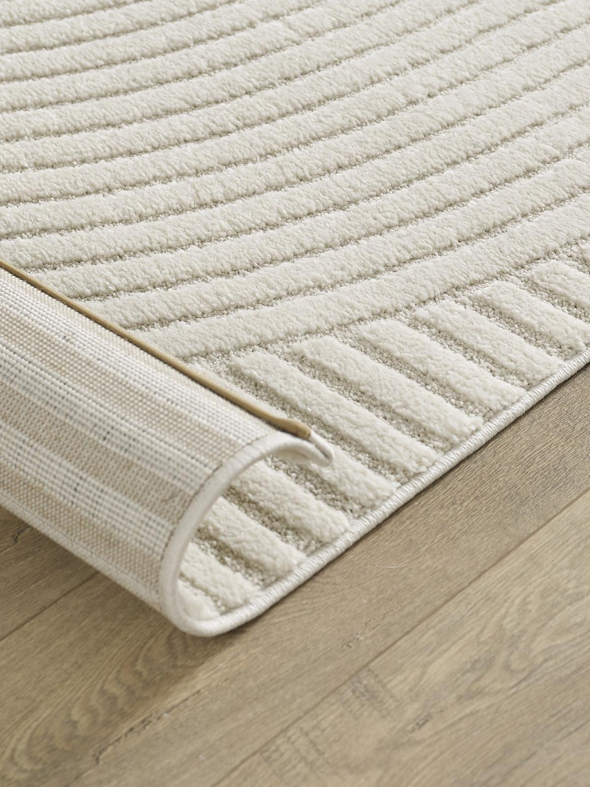 KURZFLORTEPPICH Geometrisch CETINA Polypropylen Creme 160 x 230 cm - Beige, Textil (160/230cm) - KADIMA DESIGN