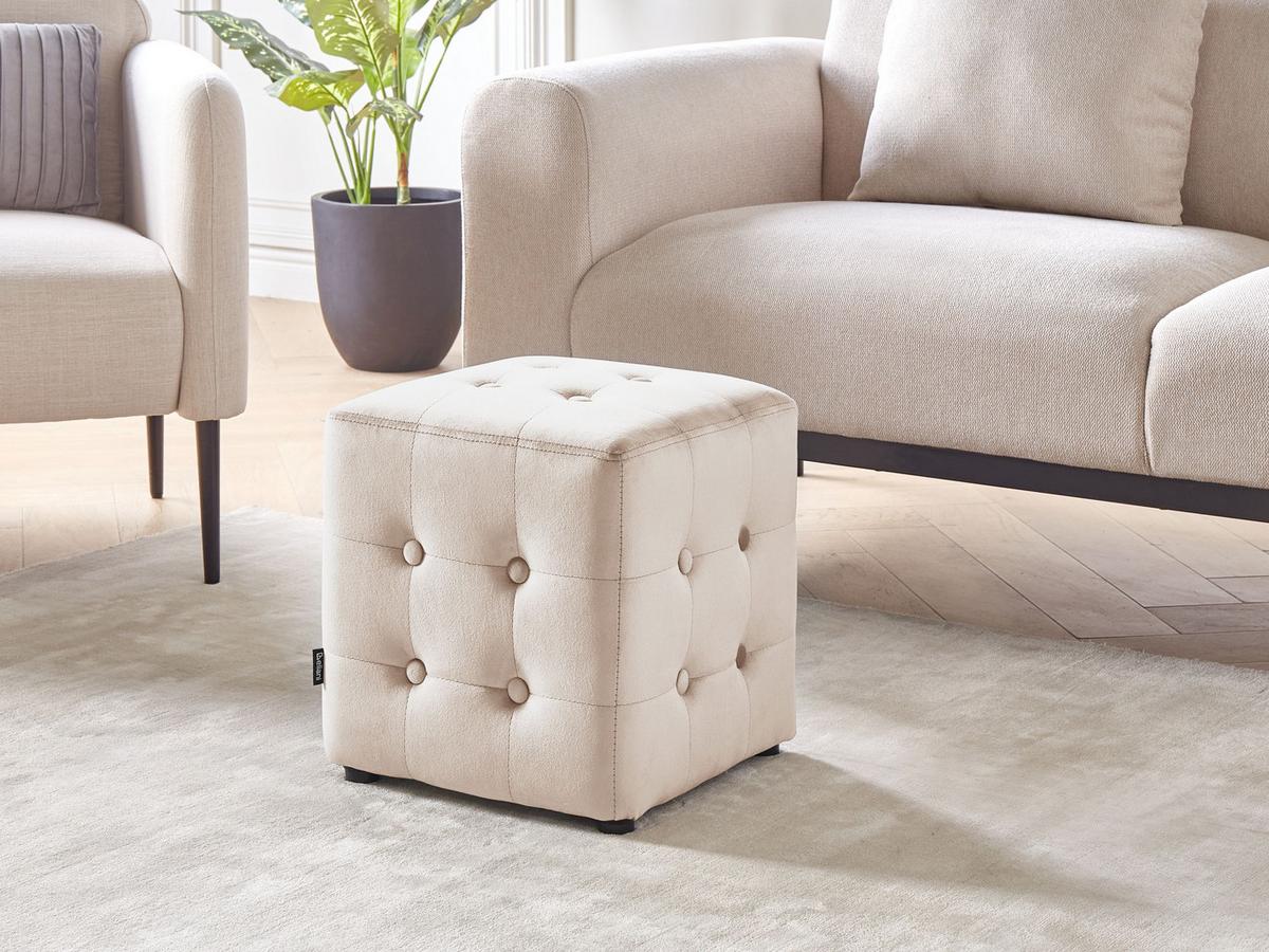 POUF WISCONSIN Samtstoff Hellbeige - Beige, Textil (36/39/36cm) - Beliani