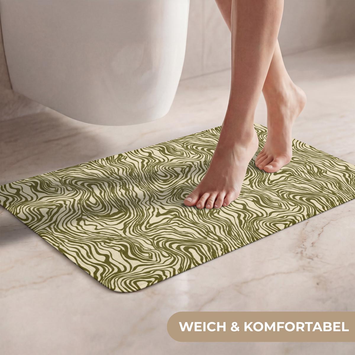 WC-VORLEGER Abstrakt - Marmor - Grün Toilettenvorleger 60x40 cm - Dunkelgrün, Textil (60/1cm) - OnlyWow