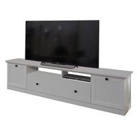 TV-LOWBOARD weiß matt 177 x 49 cm, Fernsehtisch im Landhaus-Stil - Silberfarben/Weiß, Holzwerkstoff/Metall (177/49/41cm) - Top.Furn