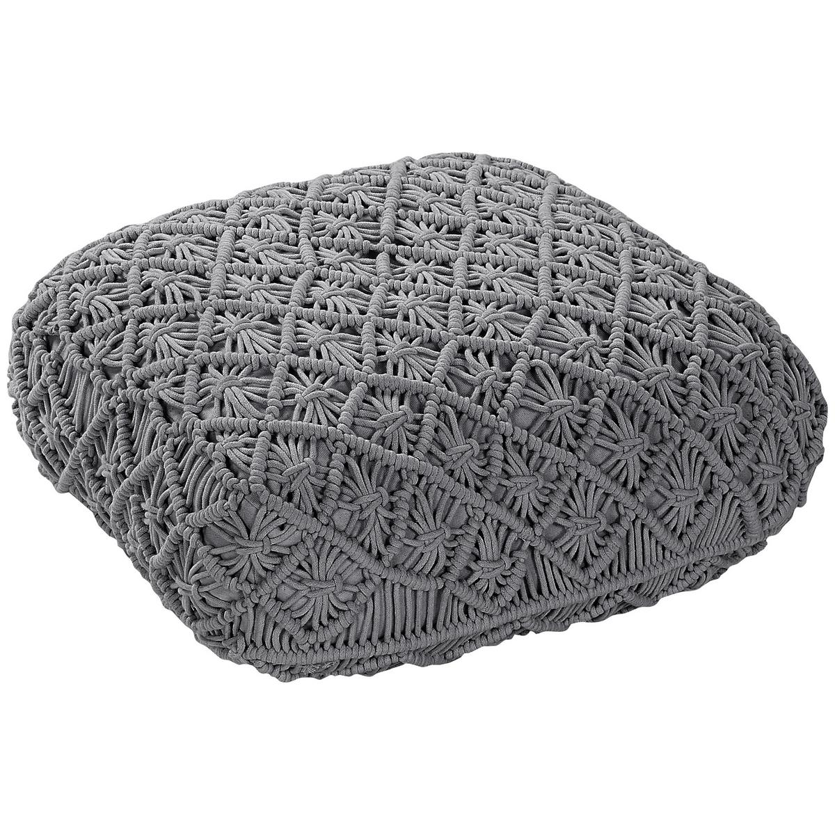POUF Berrechid 50/50/20 cm - Grau, Naturmaterialien/Textil (50/20/50cm) - Beliani