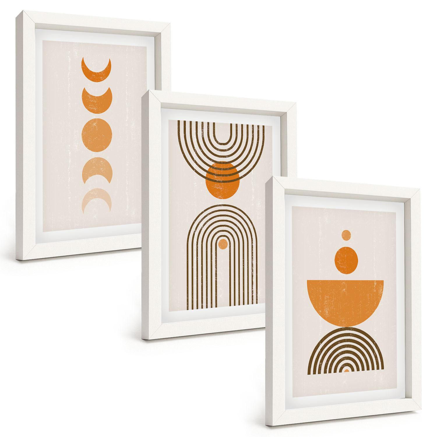 BILDER SET 3er Set - 20x30 cm Weißer Rahmen - Boho-minimalistische Dekorationen - Weiß, Kunststoff (20/30cm) - TULUP