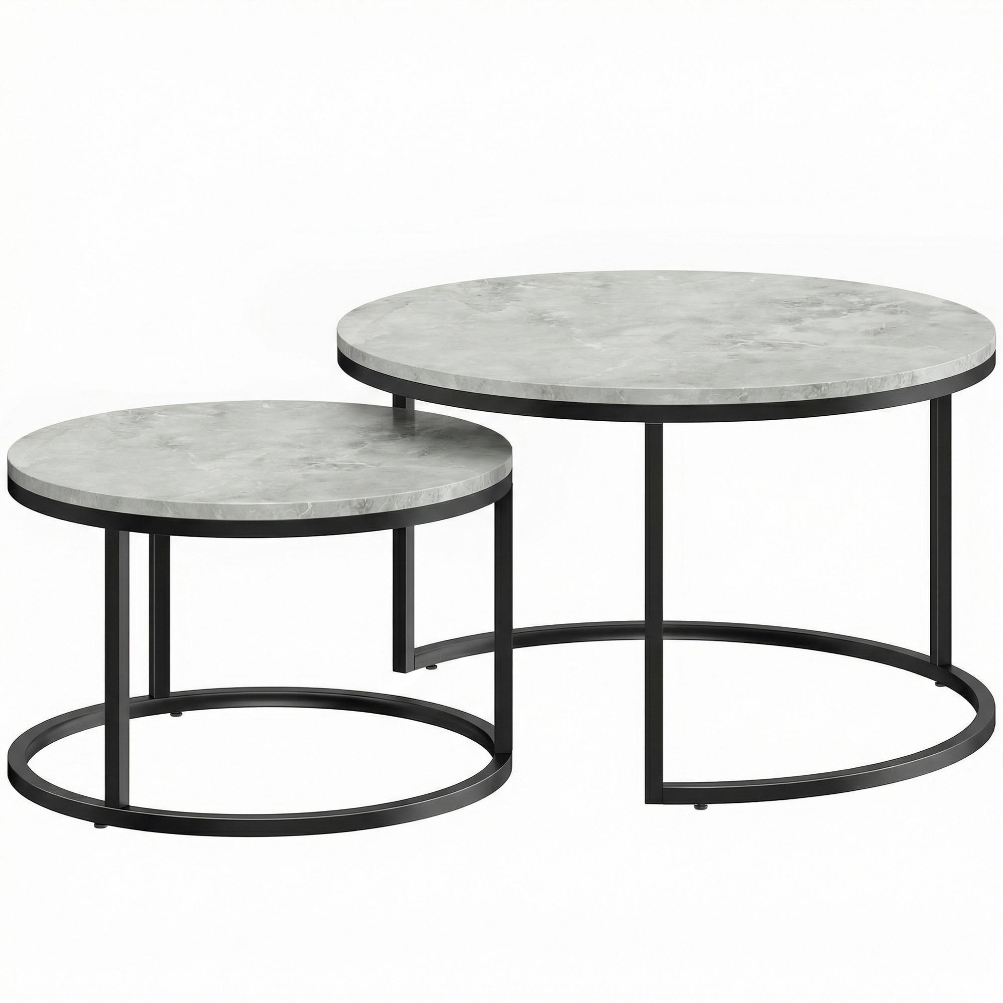 COUCHTISCH 2er Set Metall MDF Grau - Grau, Metall (78.5/78.5/46.5cm) - HOMCOM