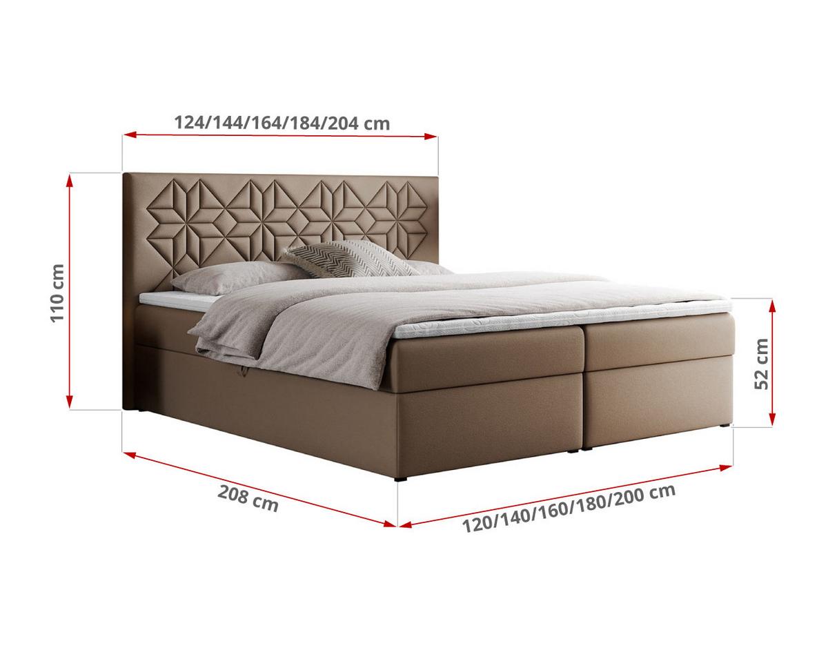 BOXBETT LEILA 140/200 Braun Kunstleder - H4 - Braun, Holz/Textil (140/200cm) - MKS